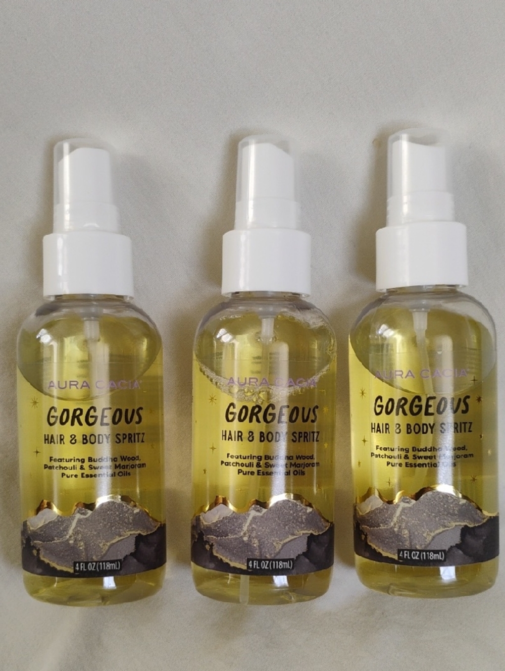 Aura Cacia Gorgeous Hair & Body Spritz Lot Of 3 4fl Oz Each